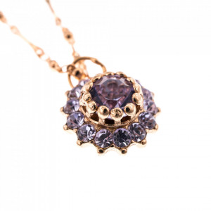 Pandantiv cu lant placat cu Aur roz de 24K, cu cristale Swarovski, Violet - Colors | 5163-371371RG-Mov-7065