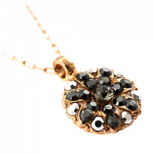 Pandantiv cu lant placat cu Aur roz de 24K, cu cristale Swarovski, Guardian Angel | 5212-747RG-Negru-7295