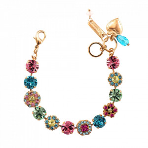 Bratara placata cu Aur roz de 24K, cu cristale Swarovski, Spring Flowers | 4245/3-2141RG-Multicolor-1016