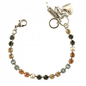 Bratara placata cu rodiu, cu cristale Swarovski, Earl Grey | 4000-1132RO-Gri/Bej-9006