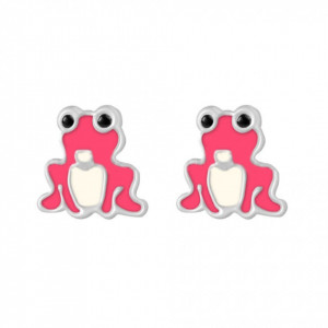 Cercei Argint 925 pentru copii, Little Pink Frog-Roz-8286