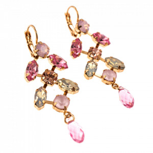 Cercei placati cu Aur roz de 24K, cu cristale Swarovski, Antigua | 1105-223-1RG6-Roz-2166