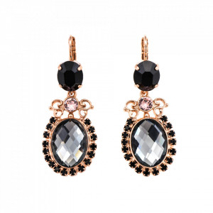 Cercei placati cu Aur roz de 24K, cu cristale originale, Black Diamond | 1023/6-1073RG6