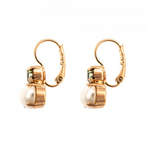 Cercei placati cu Aur roz de 24K, cu cristale Swarovski, Earl Grey | 1462-1132RG6-Alb/Gri-9126