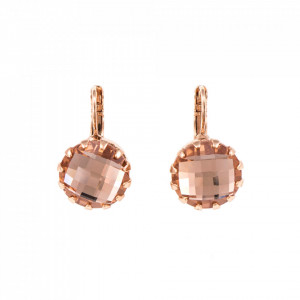 Cercei placati cu Aur roz de 24K, cu cristale Swarovski, Jackie | 1133/1-39132RG6-Bej-2036