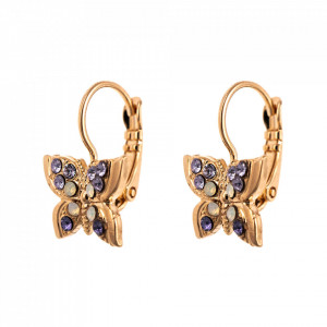 Cercei placati cu Aur roz de 24K, cu cristale Swarovski, Romance | 1155-139-10RG6-Multicolor-5666