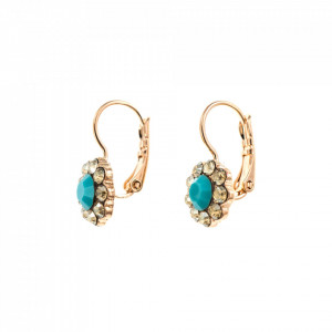 Cercei placati cu Aur roz de 24K, cu cristale Swarovski, Sapphire Sky | 1379-807RG6-Multicolor-5866