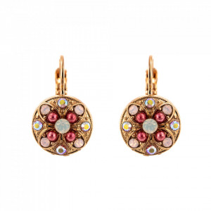 Cercei placati cu Aur roz de 24K, cu cristale Swarovski, Antigua | 1218-223-1RG6-Roz-5546