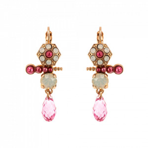 Cercei placati cu Aur roz de 24K, cu cristale Swarovski, Antigua | 1420/1-223-1RG6-Roz-5656