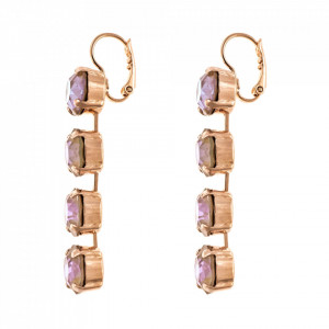 Cercei placati cu Aur roz de 24K, cu cristale Swarovski, Cappuccino DeLite | 1445/4-148148RG6-Multicolor-6416