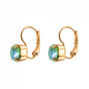 Cercei placati cu Aur roz de 24K, cu cristale Swarovski, Fern | 1440-147RG6-Verde-8906