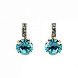 Cercei placati cu Aur roz de 24K, cu cristale Swarovski, March Lucky Birthstone | 1056-202202RG6-Albastru-1556