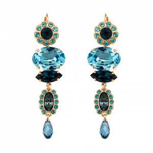 Cercei placati cu Aur roz de 24K, cu cristale Swarovski, Nightfall | 1076-1114RG6