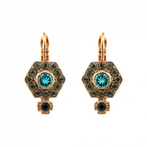 Cercei placati cu Aur roz de 24K, cu cristale Swarovski, Nightfall | 1411/3-1114RG6-Albastru-5586