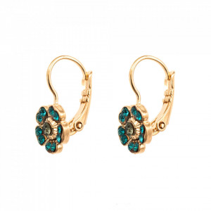 Cercei placati cu Aur roz de 24K, cu cristale Swarovski, Nightfall | 1504/2-1114RG6-Albastru-6446