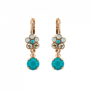Cercei placati cu Aur roz de 24K, cu cristale Swarovski, Sapphire Sky | 1152/3-807RG6-Multicolor-5306