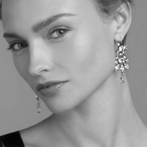 Cercei placati cu Aur roz de 24K, cu cristale Swarovski, Sapphire Sky | 1529-2677RG6-Verde-6476