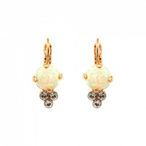 Cercei placati cu Aur roz de 24K, cu cristale Swarovski, Seashell | 1010SO-M9001RG6-Alb-1356