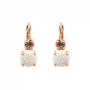 Cercei placati cu Aur roz de 24K, cu cristale Swarovski, Seashell | 1062SO-391M9RG6-Alb-1626