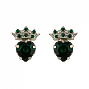 Cercei placati cu rodiu, cu cristale Swarovski, Emerald | 1543-205205RO2-Verde-6136