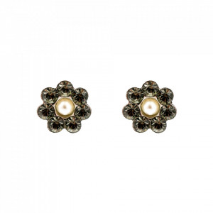 Cercei placati cu rodiu, cu cristale Swarovski, Earl Grey | 1082/2-1132RO2-Gri/Bej-8996