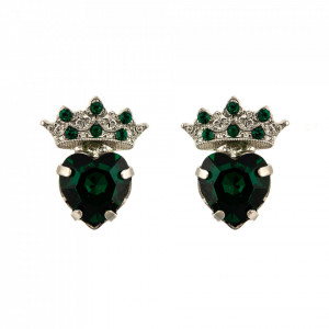 Cercei placati cu rodiu, cu cristale Swarovski, Emerald | 1543-205205RO2-Verde-6136