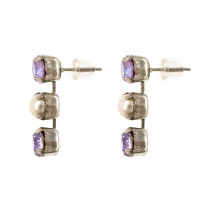 Cercei placati cu rodiu, cu cristale Swarovski, Romance | 1430/3-139-10RO2-Multicolor-6046