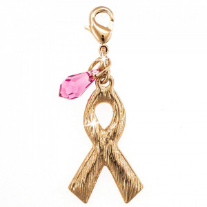 Charm placat cu Aur roz de 24K, cu cristale Swarovski, Cancer Awareness | 6255-223RG-Roz-1656