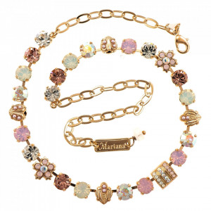 Colier placat cu Aur roz de 24K, cu cristale Swarovski, Aura | 3042-1112RG-Multicolor-6686