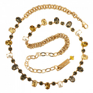 Colier placat cu Aur roz de 24K, cu cristale Swarovski, Earl Grey | 3508/3-1132RG-Gri/Bej-9136
