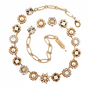 Colier placat cu Aur roz de 24K, cu cristale Swarovski, Seashell | 3123-M1201RG-Alb-6496