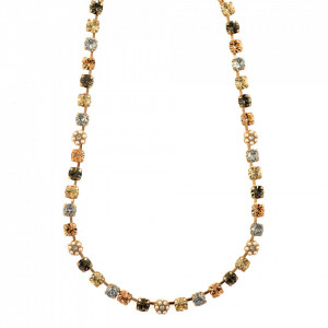 Colier placat cu Aur roz de 24K, cu cristale Swarovski, Earl Grey | 3008/1-1132RG-Gri/Bej-9116