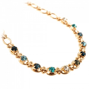 Colier placat cu Aur roz de 24K, cu cristale Swarovski, Nightfall | 3410/1-1114RG-Albastru-6696