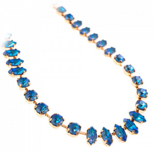 Colier placat cu Aur roz de 24K, cu cristale Swarovski, Ocean DeLite | 3633-143143RG-Albastru-6766