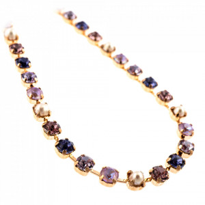 Colier placat cu Aur roz de 24K, cu cristale Swarovski, Romance | 3430-139-10RG-Multicolor-6726