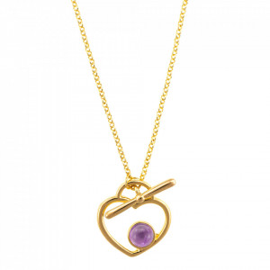 Colier placat cu aur - Wellness in my Heart si piatra semipretioasa Ametist-Mov-8826