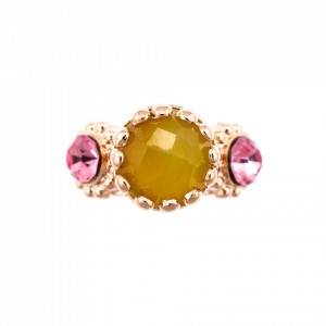 Inel placat cu Aur antichizat de 24K, cu cristale Swarovski, Pink Passion | 7012-M806CUPRU-Multicolor-7426
