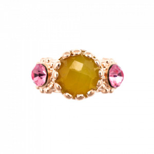 Inel placat cu Aur antichizat de 24K, cu cristale Swarovski, Pink Passion | 7012-M806CUPRU-Multicolor-7426