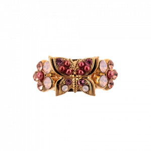 Inel placat cu Aur roz de 24K, cu cristale Swarovski, Antigua | 7031-223-1RG-Roz-7826