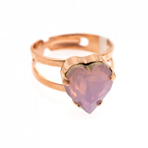 Inel placat cu Aur roz de 24K, cu cristale Swarovski, Antigua | 7100/2-395RG-Roz-7636