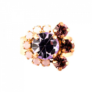 Inel placat cu Aur roz de 24K, cu cristale Swarovski, Elizabeth | 7074/1-1022RG-Multicolor-8036