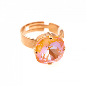 Inel placat cu Aur roz de 24K, cu cristale Swarovski, Gardenia | 7326/4-140RG-Portocaliu-7536