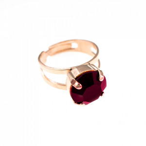 Inel placat cu Aur roz de 24K, cu cristale Swarovski, January Lucky Birthstone | 7048-241RG-Rosu-7476