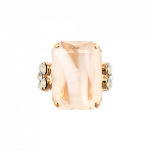 Inel placat cu Aur roz de 24K, cu cristale Swarovski, Seashell | 7002/1-234RG-Alb-7416