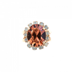 Inel placat cu Aur roz de 24K, cu cristale Swarovski, Tiara Day | 7090/4-2333RG-Multicolor-8106