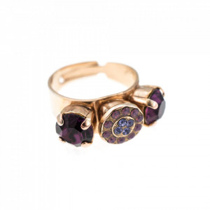 Inel placat cu Aur roz de 24K, cu cristale Swarovski, Bohemian Rhapsody | 7025-20453RG-Mov-7056