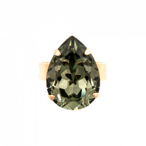 Inel placat cu Aur roz de 24K, cu cristale Swarovski, Earl Grey | 7098/5-215RG-Gri-9036