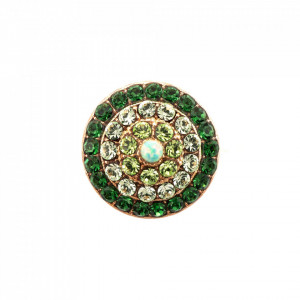 Inel placat cu Aur roz de 24K, cu cristale Swarovski, Fern | 7408/1-2143RG-Verde-7956