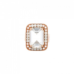 Inel placat cu Aur roz de 24K, cu cristale Swarovski, Forever | 7107-5087RG-Transparent-8216