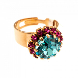 Inel placat cu Aur roz de 24K, cu cristale Swarovski, Memories of Montmartre | 7300/1-1146RG